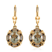 AAA Montezuma Prasiolite and Multi Gemstone Lever Back Earrings in Vermeil Yellow Gold Over Sterling Silver 4.10 ctw