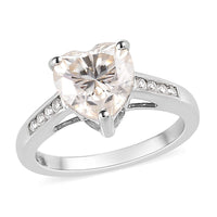 Moissanite Ring in Platinum Over Sterling Silver 2.00 ctw (Delivery in 5-7 Business Days)