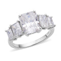 Radiant Cut Moissanite 5 Stone Ring in Rhodium Over Sterling Silver 5.00 ctw - Sticky add to cart bar