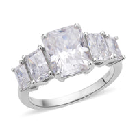 Radiant Cut Moissanite 5 Stone Ring in Rhodium Over Sterling Silver 5.00 ctw