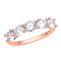 120 Facets Moissanite 5 Stone Ring in Vermeil Rose Gold Over Sterling Silver 2.25 ctw - Sticky add to cart bar
