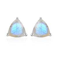 Premium Rainbow Moonstone Solitaire Stud Earrings in Platinum Over Sterling Silver 3.50 ctw