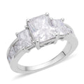 Crushed Ice Cut Moissanite Ring in Rhodium Over Sterling Silver 4.75 ctw - Sticky add to cart bar