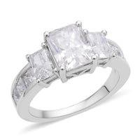 Crushed Ice Cut Moissanite Ring in Rhodium Over Sterling Silver 4.75 ctw
