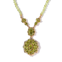 Italian Natural Vesuvianite and Peridot Necklace 18 Inches in Platinum and Vermeil Yellow Gold Over Sterling Silver 34.10 ctw
