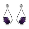 Amethyst and Natural White Zircon Stud Earrings in Sterling Silver 1.00 ctw (Delivery in 7-10 Business Days) - Sticky add to cart bar