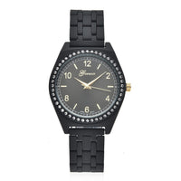 GENOA Simulated Diamond Miyota Japanese Movement in Watch in ION Plated Black Stainless Steel Strap 0.75 ctw