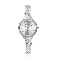 STRADA Austrian Crystal Japanese Movement Watch with Silvertone Strap (30.20mm) (6.50-8.00 Inches)