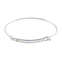 Simulated Diamond Birthstone Bar Bangle Bracelet in Sterling Silver (7.25 In) 7.20 Grams 0.20 ctw