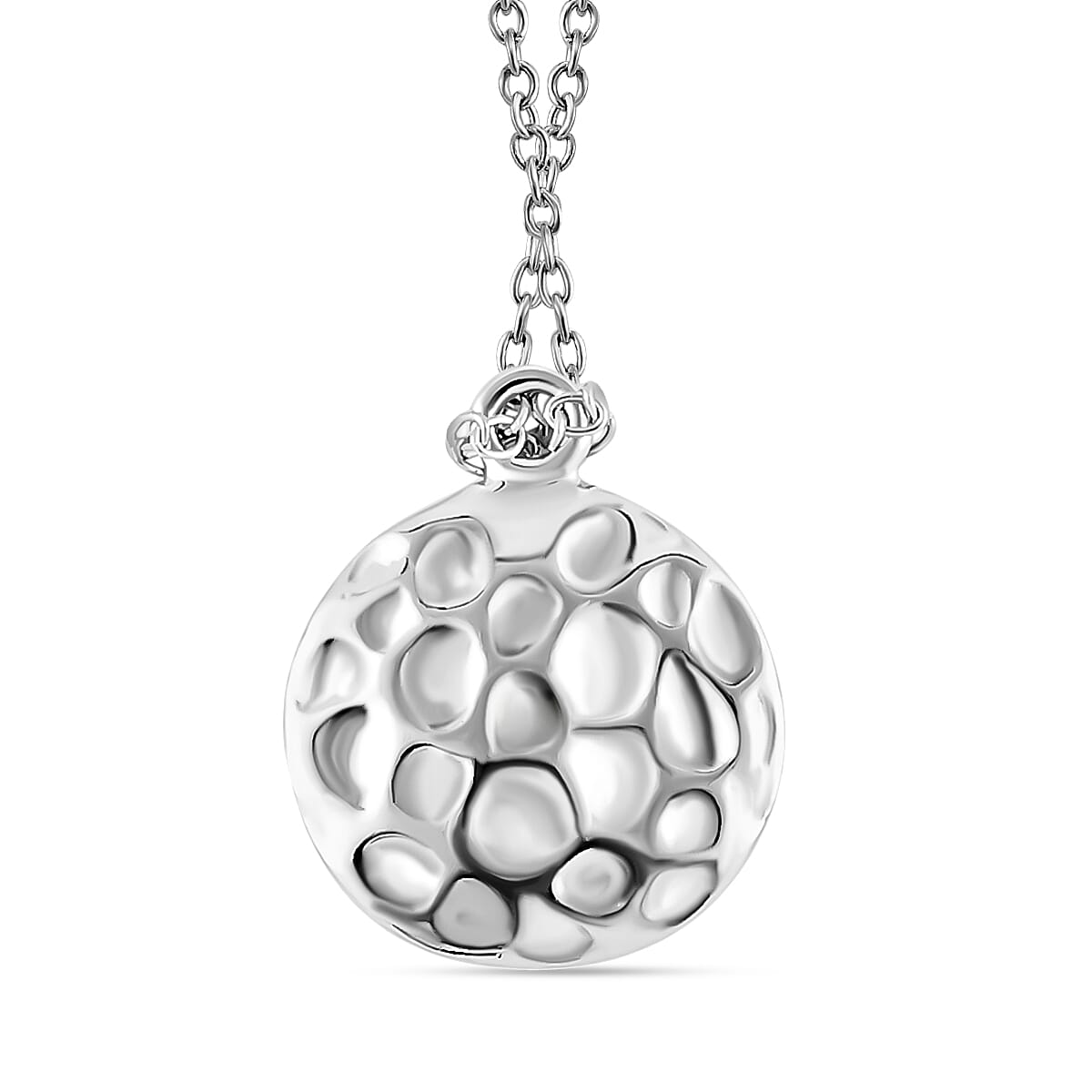 Sterling Silver Faith Hammered Rolo Necklace 16-20 Inches 2.50 Grams