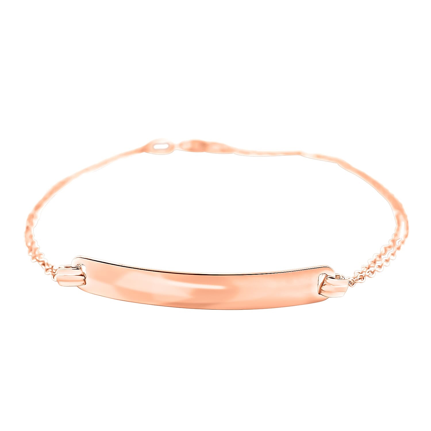 14K Rose Gold Over Sterling Silver Bar Cable Bracelet (7.50 In) 2.30 Grams