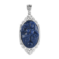 Freshened Lapis Lazuli Solitaire Pendant in Platinum Over Copper 17.15 ctw