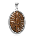 South African Tiger's Eye Carved Solitaire Pendant in Platinum Over Copper with Magnet 18.15 ctw - Sticky add to cart bar