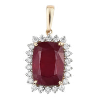 LUXORO 10K Yellow Gold AAA Niassa Ruby and Moissanite VS-EF Halo Pendant 2.65 Grams 10.25 ctw