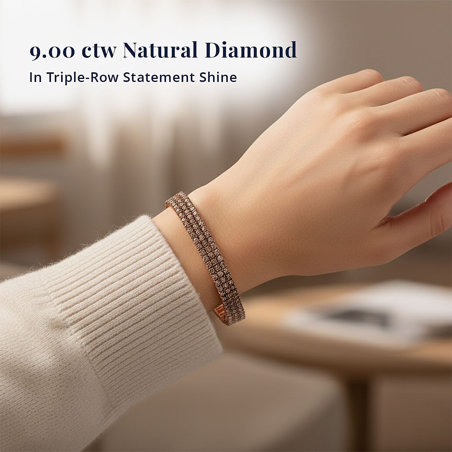 D'Joy Natural Champagne Diamond 9.00 ctw Cluster Bracelet in