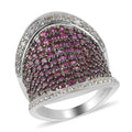 Orissa Rhodolite Garnet, Natural White Zircon Cluster Ring in Platinum Over Sterling Silver (Size 10.0) (10.20 g) 3.50 ctw - Sticky add to cart bar
