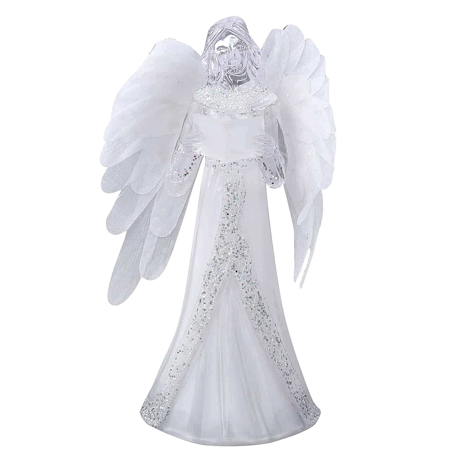 White Little fiber Angel-Holding Books (4.72"x3.74"x8.66")