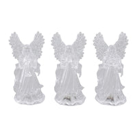Set of 3 Angel Gesture of Prayer and Blowing Trumpet and Reading The Bible with Multi Color Changing Light
