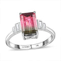 Certified and Appraised LUXORO 14K White Gold AAA Bi-Color Tourmaline and G-H I2 Diamond Ring 2.60 Grams 2.52 ctw - Sticky add to cart bar