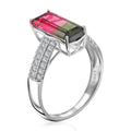 Certified and Appraised LUXORO 14K White Gold AAA Bi-Color Tourmaline and G-H I2 Diamond Ring 2.65 Grams 2.86 ctw - Sticky add to cart bar