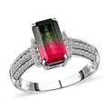 Certified and Appraised LUXORO 14K White Gold AAA Bi-Color Tourmaline and G-H I2 Diamond Ring 2.80 Grams 3.01 ctw - Sticky add to cart bar