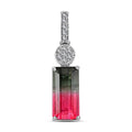 Certified Luxoro AAA Bi-Color Tourmaline and G-H I2 Diamond 3.66 ctw Pendant without Chain in 14K White Gold - Sticky add to cart bar