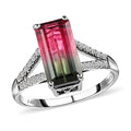 Certified and Appraised LUXORO 14K White Gold AAA Bi-Color Tourmaline and G-H I2 Diamond Split Shank Ring 2.60 Grams 3.85 ctw - Sticky add to cart bar