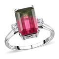 Certified and Appraised LUXORO 14K White Gold AAA Bi-Color Tourmaline and G-H I2 Diamond Ring 2.55 Grams 4.61 ctw - Sticky add to cart bar