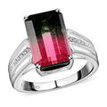 Certified and Appraised LUXORO 14K White Gold AAA Bi-Color Tourmaline and G-H I2 Diamond Ring 3.20 Grams 6.76 ctw - Sticky add to cart bar