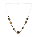 Tiger's Eye and Thai Black Spinel Station Necklace 20 Inches in Sterling Silver 78.90 ctw - Sticky add to cart bar