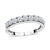 Moissanite Arthritis Half Eternity Band Ring in Rhodium Over Sterling Silver, Moissanite Band, Moissanite Ring,Sterling Silver Ring 1.00 ctw (Size 10)