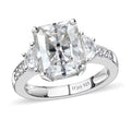 Radiant Cut Moissanite (Oct 10x8mm) Ring in Rhodium Over Sterling Silver (Size 10.0) 3.90 ctw - Sticky add to cart bar