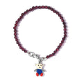Kuisa Rainbow Moonstone Beaded Bracelet with Teddy Bear Charm in Stainless Steel (7.25 In) 27.50 ctw - Sticky add to cart bar