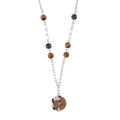 Yellow Tigers Eye Dragon Pendant Necklace 20-22 Inches in Silvertone 18.00 ctw - Sticky add to cart bar