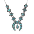 Squash Blossom Necklace, Blue Moon Turquoise Necklace In Sterling Silver,Artisan Crafted Jewelry,Southwestern Style Statement Necklace, Family Gift 18 Inches 15.25 ctw - Sticky add to cart bar