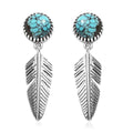 Blue Moon Turquoise Feather Earrings| Drop Earrings For Women| Artisan Crafted Jewelry| Southwestern Style Earrings 4.00 ctw - Sticky add to cart bar