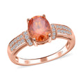 Padparadscha Color and White Moissanite Ring in Vermeil Rose Gold Over Sterling Silver 2.25 ctw - Sticky add to cart bar