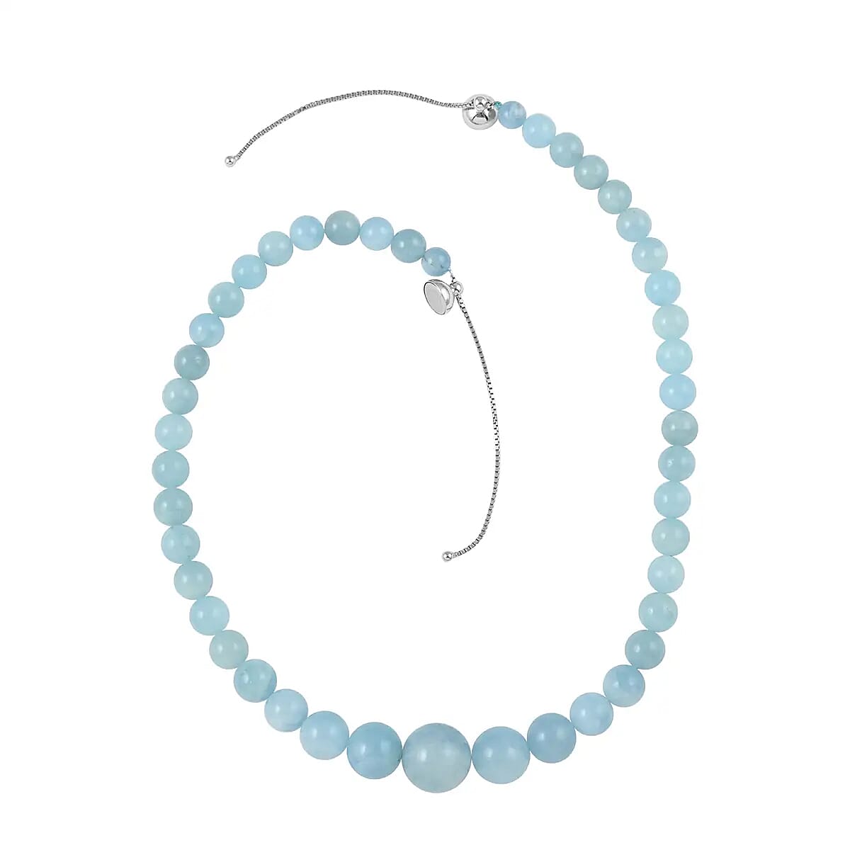 Aquamarine Beaded Necklace| Beads Necklace| Princess Length Necklace| Sterling Silver Necklace| Magnetic Clasp Necklace |Blue Necklace For Women 328.50 ctw