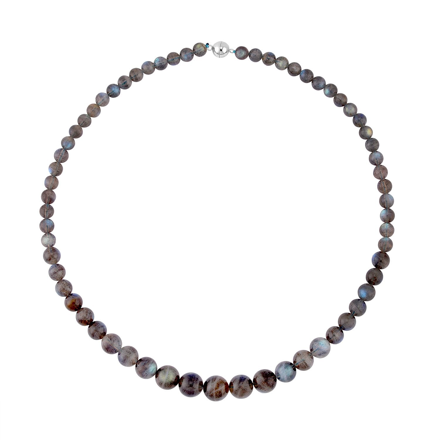 Malagasy Labradorite Beads Necklace, Beaded Necklace, Sterling Silver Necklace, 20 Inch Necklace 252.50 ctw