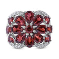 Mozambique Garnet and Natural White Zircon Floral Ring in Platinum Over Sterling Silver (Size 10.0) 5.90 ctw (Delivery in 5-7 Business Days) - Sticky add to cart bar
