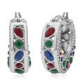 Multi Color Austrian Crystal Hoop Earrings in Stainless Steel - Sticky add to cart bar