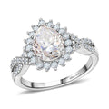 Moissanite (Pear 9x7mm) Split Shank Ring in Platinum Over Sterling Silver (Size 10.0) 2.15 ctw - Sticky add to cart bar
