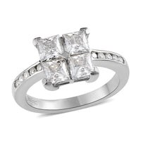 Moissanite Ring in Platinum Over Sterling Silver (Delivery in 5-7 Business Days) 1.65 ctw
