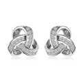Moissanite Knot Stud Earrings in Platinum Over Sterling Silver (Delivery in 5-7 Business Days) 0.35 ctw - Sticky add to cart bar