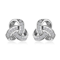 Moissanite Knot Stud Earrings in Platinum Over Sterling Silver (Delivery in 5-7 Business Days) 0.35 ctw