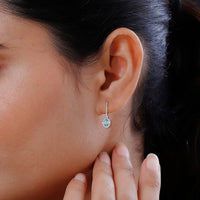 Premium Mangoro Aquamarine and White Zircon Lever Back Earrings in Platinum Over Sterling Silver 2.00 ctw