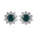 AAA Grandidierite and White Zircon Sunburst Stud Earrings in Platinum Over Sterling Silver 0.90 ctw - Sticky add to cart bar