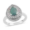 Premium Grandidierite, Natural White Zircon Halo Ring in Platinum Over Sterling Silver (Size 10.0) 2.25 ctw - Sticky add to cart bar