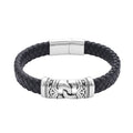 Faux Leather Ancient Pattern Bracelet in Black Oxidized Stainless Steel (8.00 In) - Sticky add to cart bar