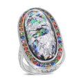 Lab Created Opal and Multi Color Austrian Crystal Ring in Stainless Steel 5.00 ctw - Sticky add to cart bar